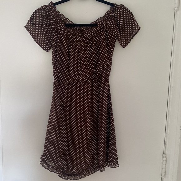 Woman’s size small brown polka dot mini cutout dress - Picture 4 of 5
